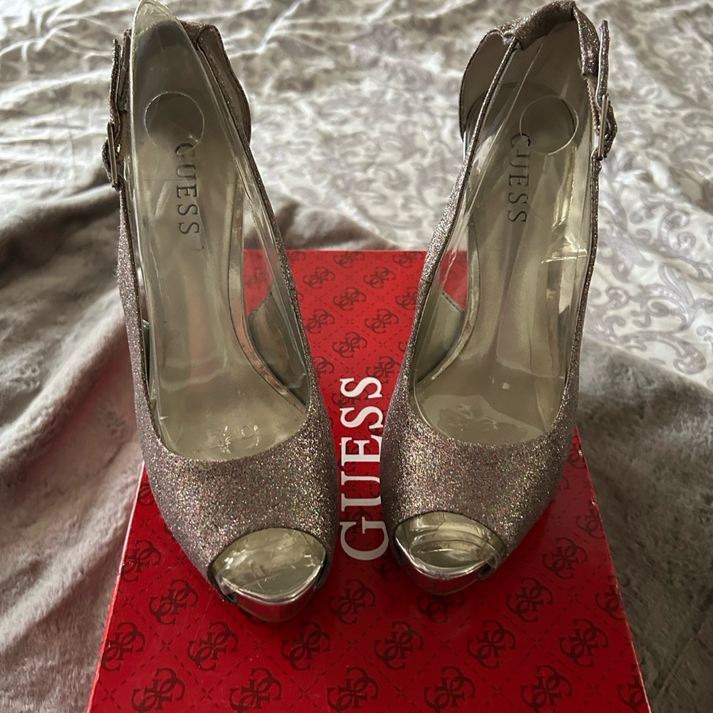 Glittery guest platform heels
